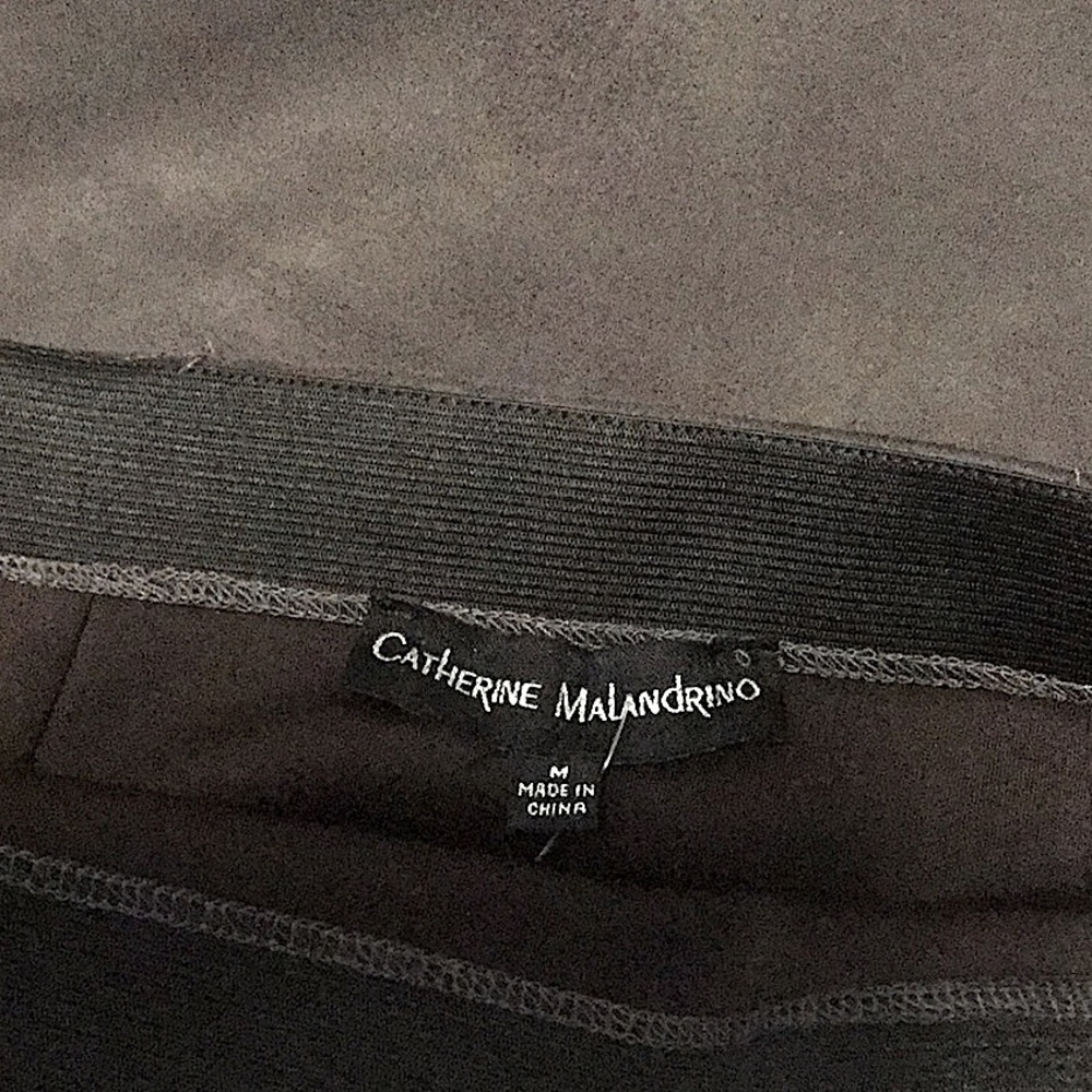 CATHERINE MALANDRINO sz Medium Pencil Skirt Faux Leather Suede Gray NWT - Picture 3 of 7
